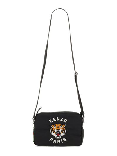 Shop Kenzo Varsity" Embroidered Shoulder Bag In Black
