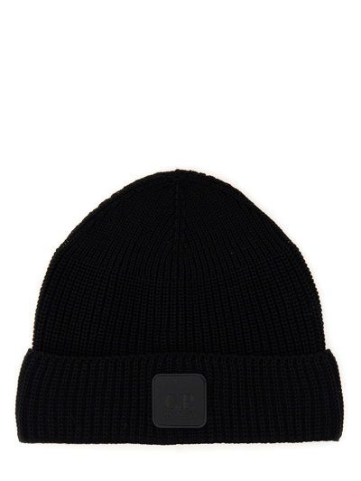 Shop C.p. Company Beanie Hat With Logo In Black