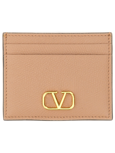 Shop Valentino Signature Vlogo Card Holder In Powder