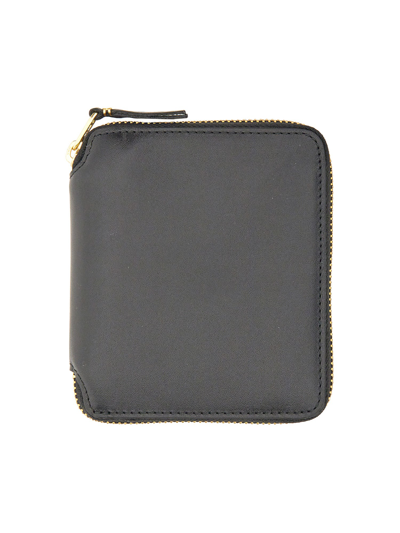 Comme Des Garçons Calfskin Compact Wallet Gold-tone Hardware In Black