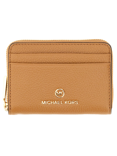 Shop Michael Michael Kors "jet Set Charm" Wallet In Beige