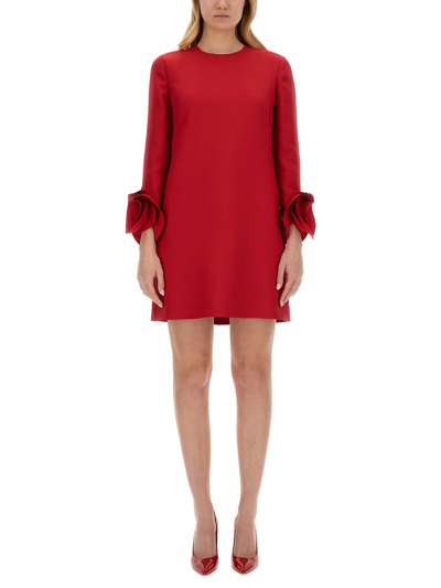 Shop Valentino Crepe Couture Short Dress In Red