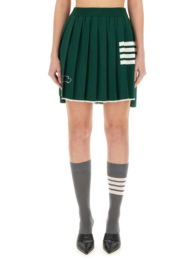 Shop Thom Browne Pleated Mini Skirt In Green
