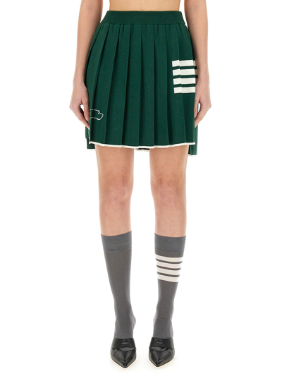 Thom Browne Hector Icon Pleated Mini Skirt In Green