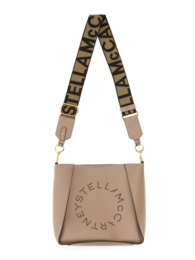 Shop Stella Mccartney Shoulder Bag With Logo In Beige