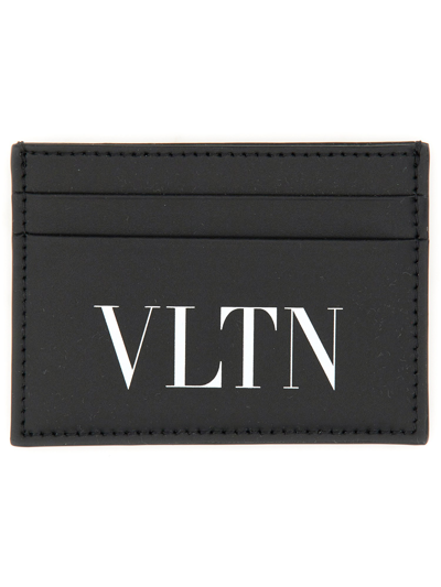 Shop Valentino Card Holder "vltn" In Black