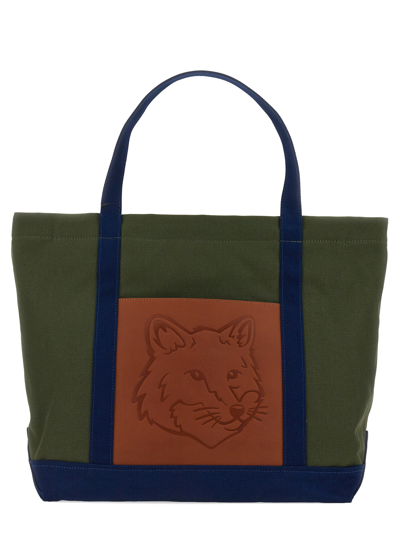Shop Maison Kitsuné Tote Bag With Logo In Multicolour