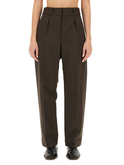Shop Lemaire Carrot Fit Pants In Brown