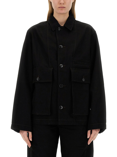 Lemaire Boxy Fit Cotton Jacket In Black