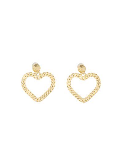 Shop Moschino "chain Heart" Earrings In Gold