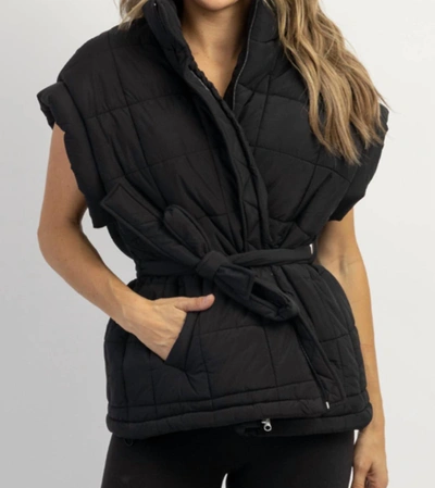 Shop Crescent Avalon Tie Quilted Puffer Vest In Black