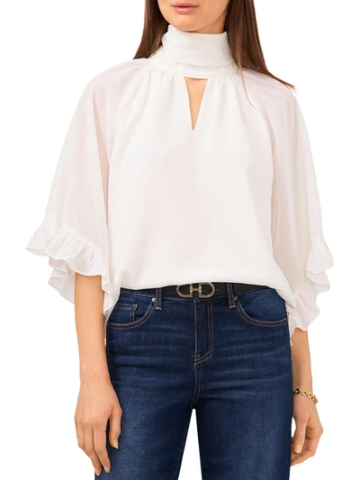 Shop Vince Camuto Womens Mock Neck Keyhole Blouse In White