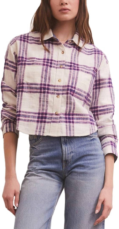 Shop Z Supply Ethan Cropped Plaid Top In Sandstone In Silver