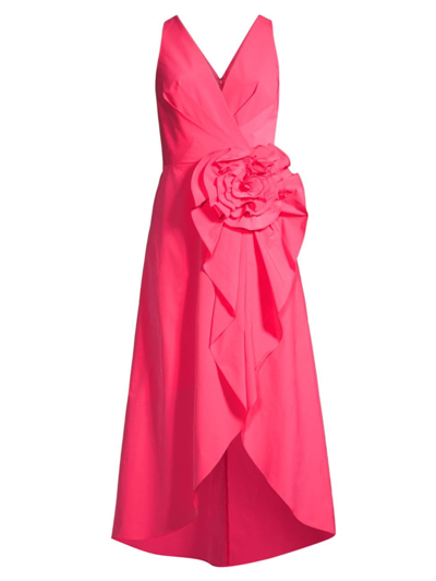 Shop Aidan Mattox Women's Floral Taffeta Midi-dress In Petunia
