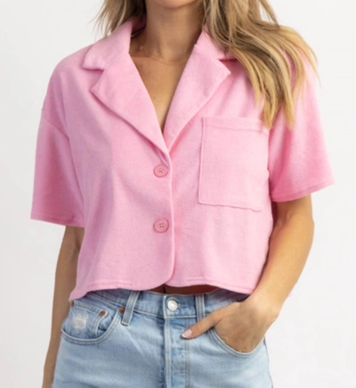 Blue Blush Oh Pool Boy Terrycloth Top In Pink In Pink
