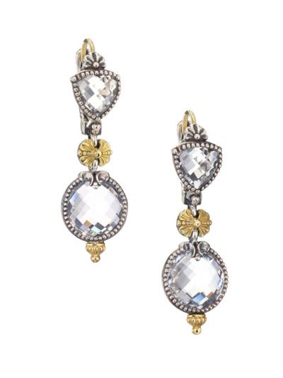 Shop Konstantino Women's Pythia Crystal, Sterling Silver & 18k Yellow Gold Drop Earrings In Silver Gold