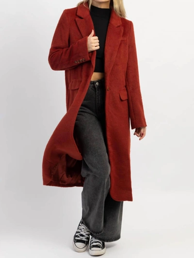 Crescent Eliza Brick Brushed Wool Coat In Red In Red