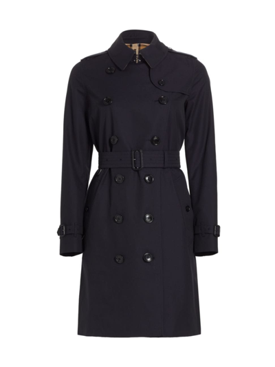 Shop Burberry Women's Kensington Belted Double-breasted Trench Coat In Midnight