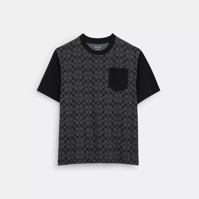 Shop Coach Outlet Signature T Shirt In Organic Cotton In Black