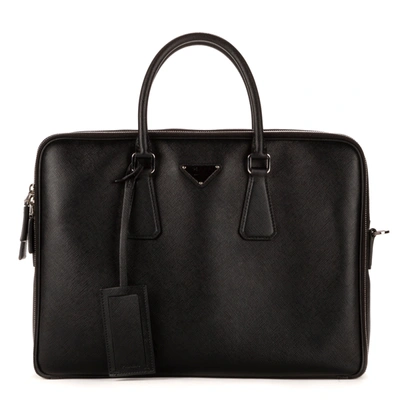 Shop Prada Saffiano Briefcase In Black