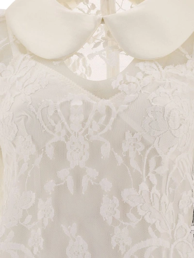 Shop Dolce & Gabbana Lace Dress With Satin Collar In White