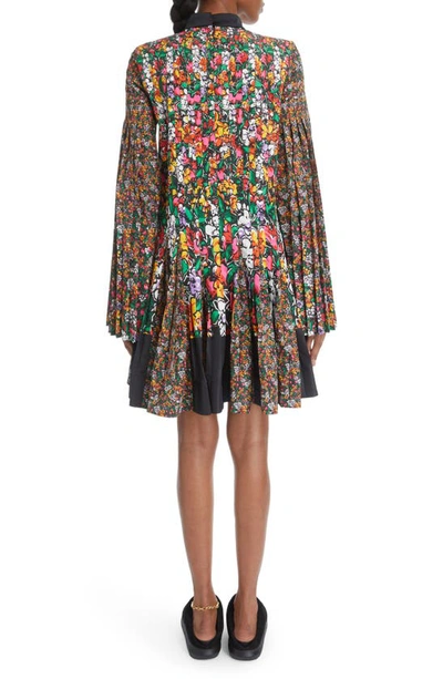 Sacai Mixed Floral Print Dress In Black Multi
