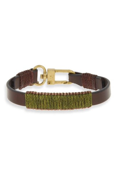 Shop Caputo & Co Leather Bracelet In Dark Brown