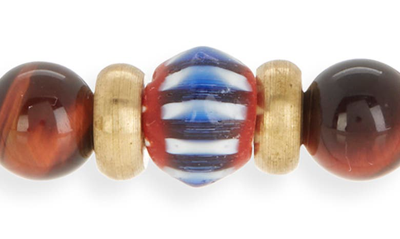 Shop Caputo & Co Beaded Slider Bracelet In Red Tiger Eye