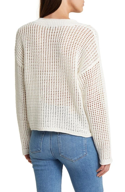 Shop Madewell V-neck Open Stitch Sweater In Bright Ivory