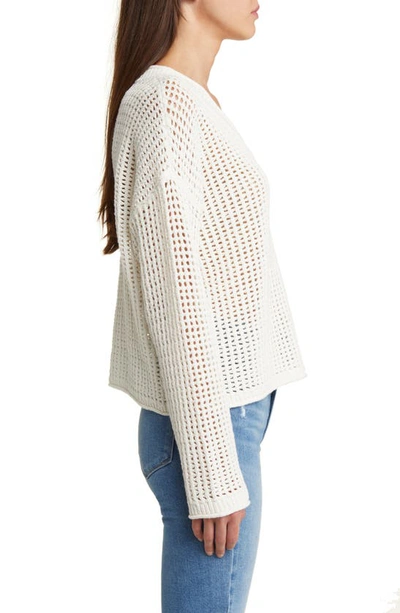 Shop Madewell V-neck Open Stitch Sweater In Bright Ivory