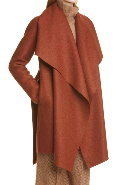 Shop Harris Wharf London Draped Wool Coat In Paprika