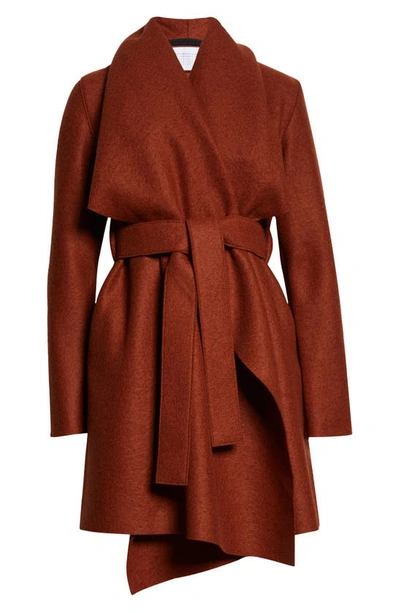 Harris Wharf London Draped Wool Coat In Paprika
