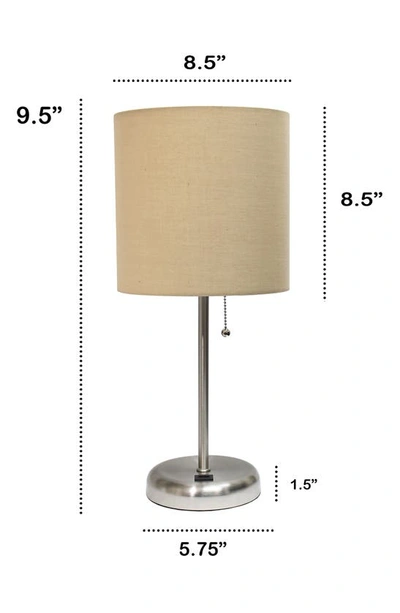 Shop Lalia Home Usb Table Lamp In Brushed Steel/ Tan Shade