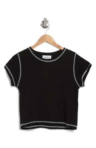 Shop For The Republic Contrast Stitched Baby Tee In Faded Black