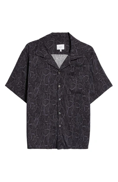 Shop Rhude Snakeskin Print Short Sleeve Camp Shirt In Black