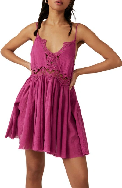 Shop Free People Ilektra Lace Inset Cotton Chemise In Dahlia Mauve