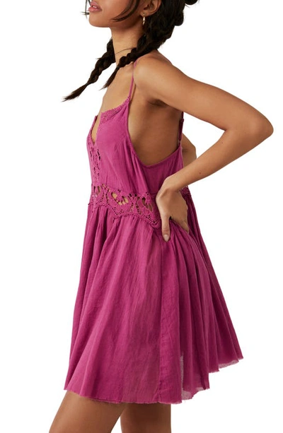 Free People Ilektra Lace Inset Cotton Chemise In Dahlia Mauve