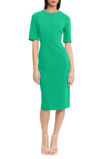 Shop Donna Morgan Sheath Midi Dress In Bright Jade