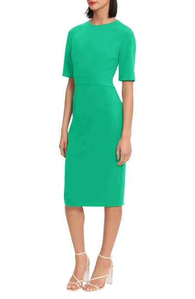 Shop Donna Morgan Sheath Midi Dress In Bright Jade