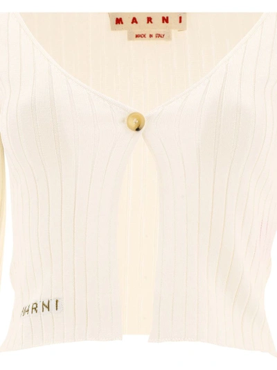 Shop Marni Ribbed Cardigan In White