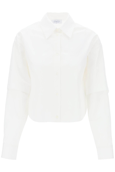 Shop Off-white "shirt With Embroidered Logo Detail In White