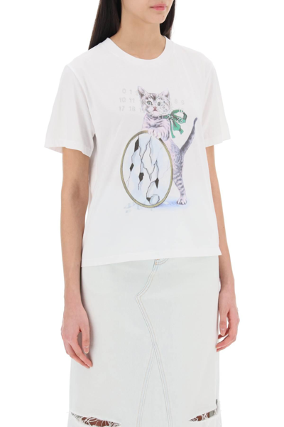 Shop Mm6 Maison Margiela Printed T-shirt With In White