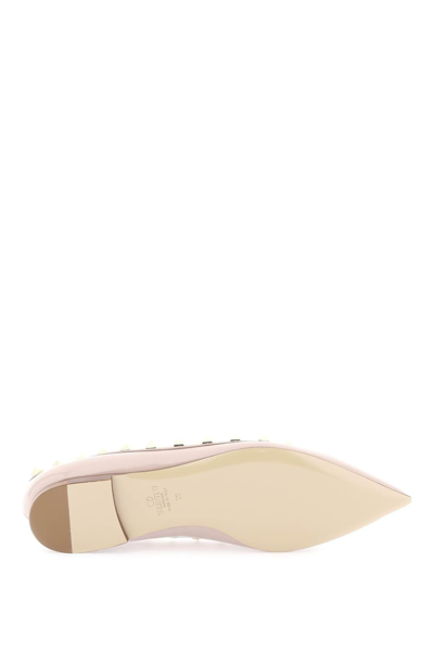 Shop Valentino Patent Leather Rockstud Ballet Flats In Pink