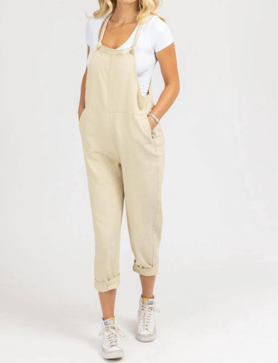 Shop Crescent Denim Relaxed Pocket Overall In Oatmeal In White