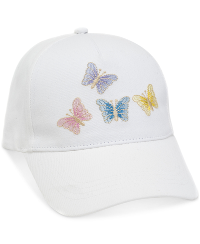 Shop Collection Xiix Women's Embroidered Butterflies Baseball Cap In White