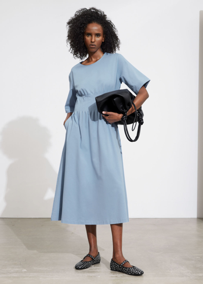 Shop Other Stories Short-sleeve Midi Dress In Blue