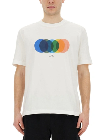 Shop Ps By Paul Smith Ps Paul Smith "circles" T-shirt In White