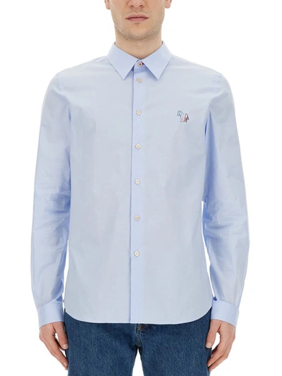 Shop Ps By Paul Smith Ps Paul Smith "zebra" Shirt In Azure