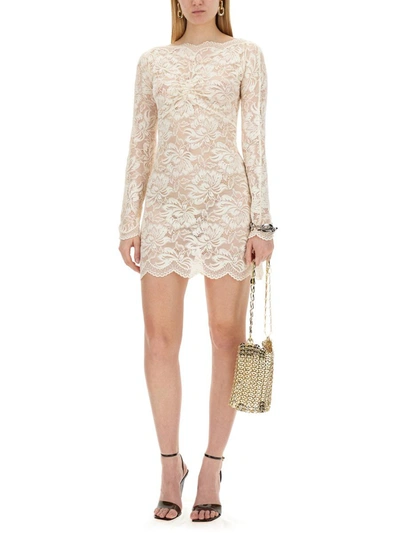 Shop Rabanne Lace Mini Dress In Ivory