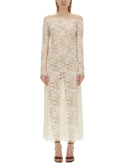 Shop Rabanne Lace Dress In Ivory